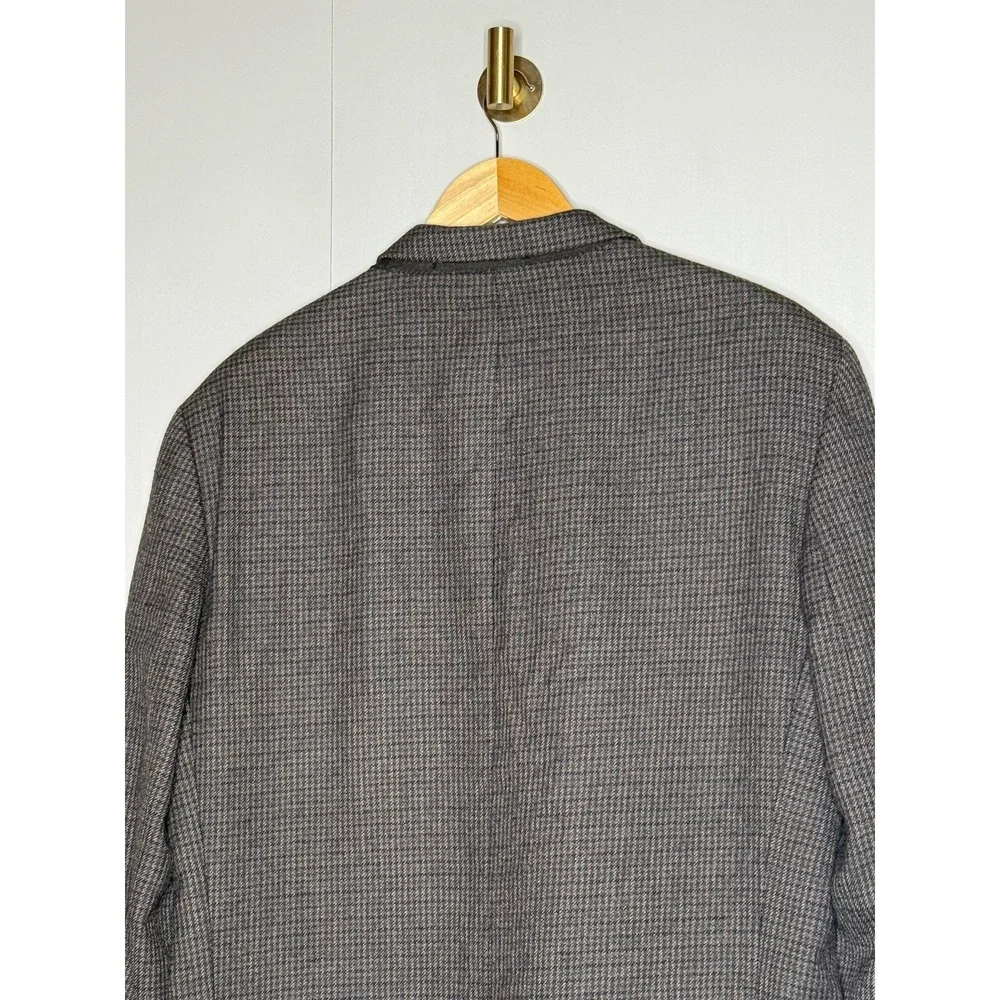 Ralph Lauren Mens Pure New Wool Houndstooth Blazer‎ Sport Coat Brown Grey 42R